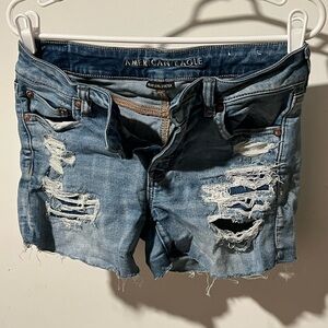 American Eagle Outfitters Women's Ripped Blue Jean Shorts